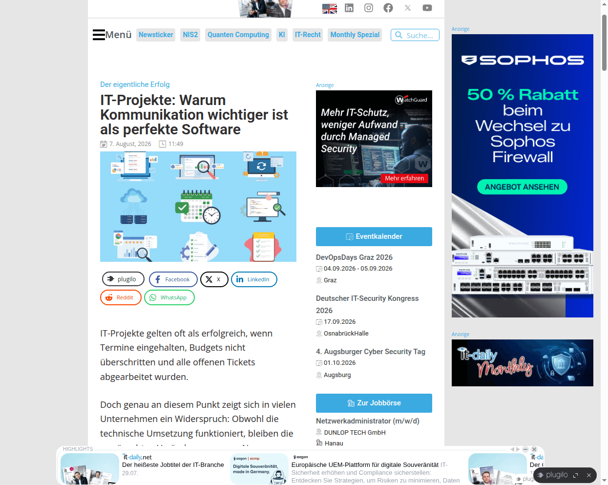 Artikel bei IT-Daily: Wenn IT-Projekte ihr Ziel verfehlen